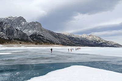 Randonnée sur le lac Abraham - Rocheuses en hiver - Canada